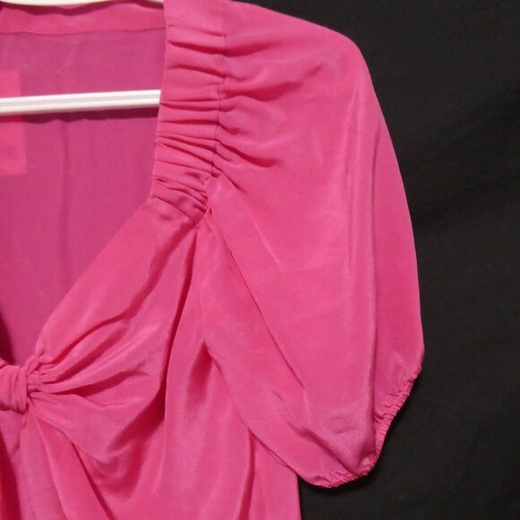 BANANA REPUBLIC | xs, extra small | Silk Hot Pink Puff Sleeve Blouse | NWT - Picture 5 of 15